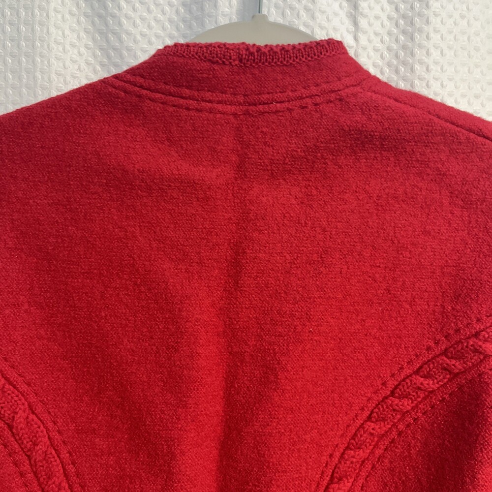 Vtg Hundt Model Red Boiled Wool Crochet Trim Military Cardigan Sweater Jacket - Picture 11 of 12